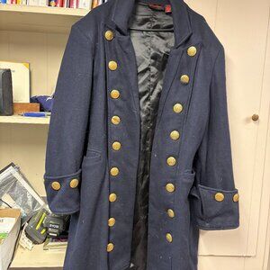 XL Navy Blue Pirate Sailor Wool P Coat